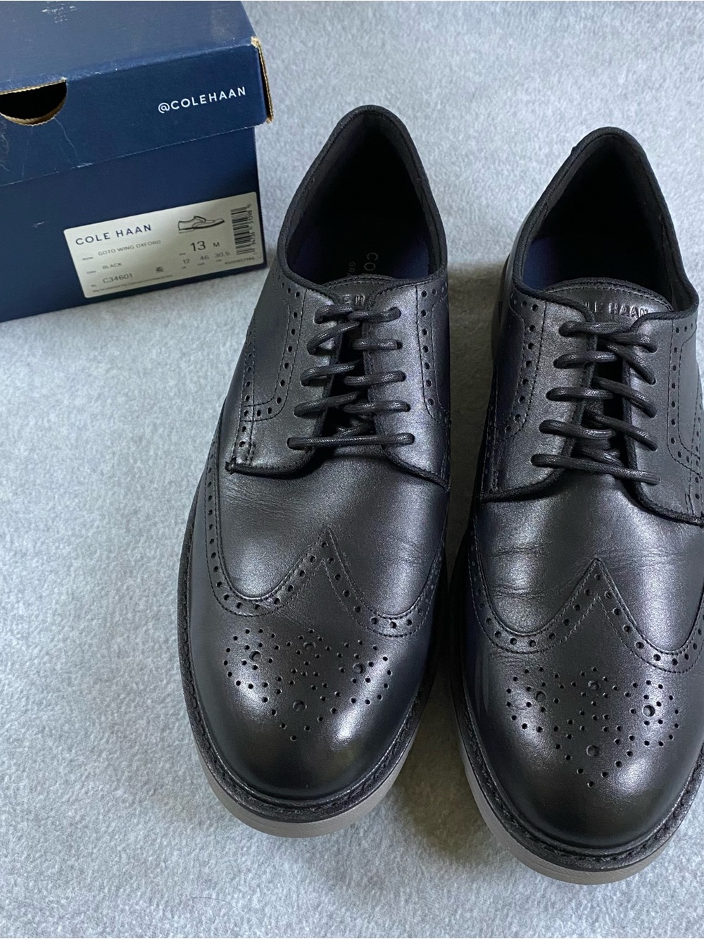 Cole Haan Go To Wing Oxford Men’s 13 Black Grand 360 Leather Dress Shoes - Picture 2 of 11